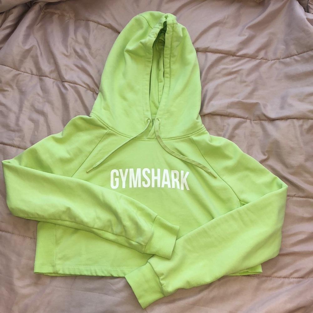 Gymshark Lime Green Cropped Hoodie - Size M